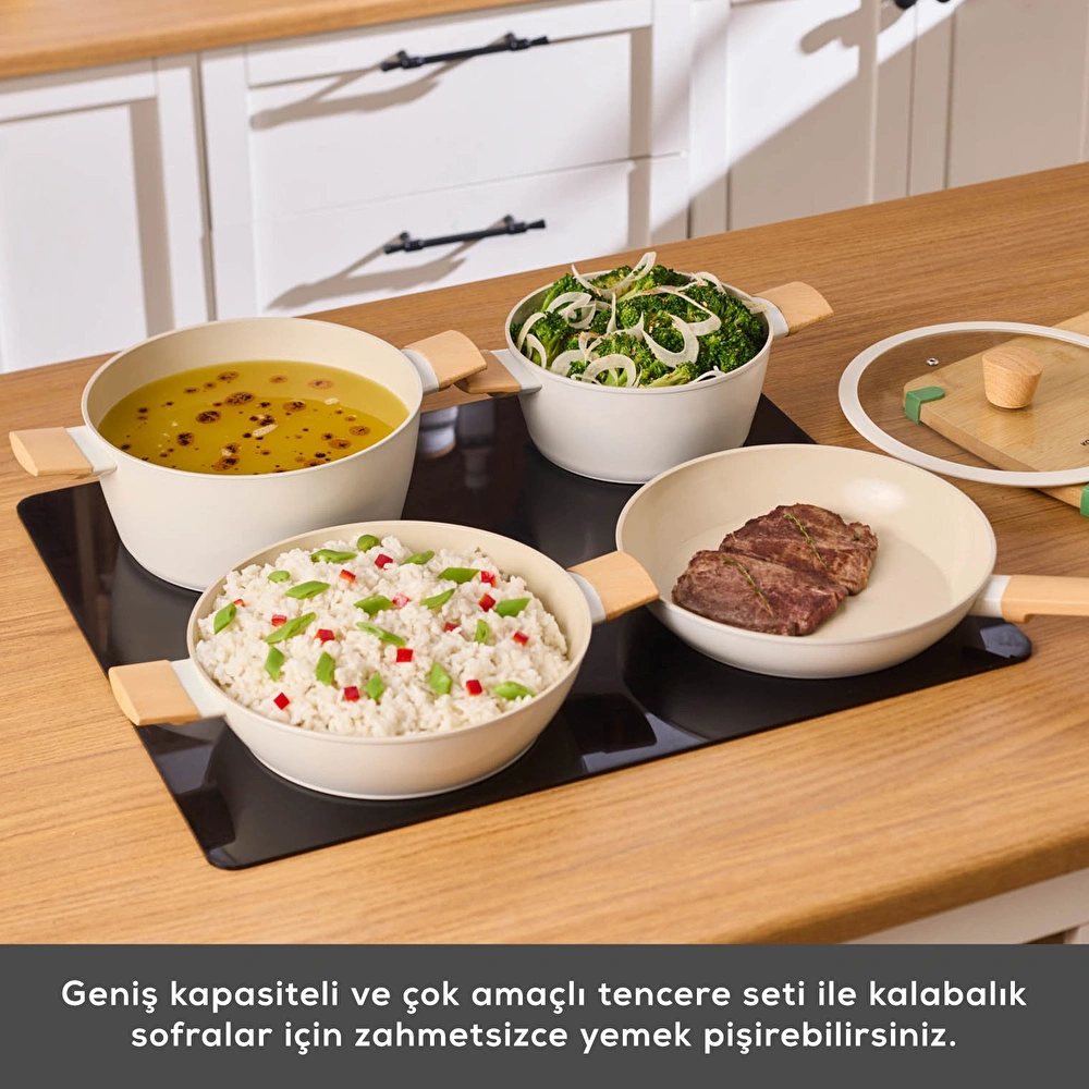 Karaca Swiss Crystal Almond Cream 7-delige Inductiebestendige Pannenset - Afbeelding 5