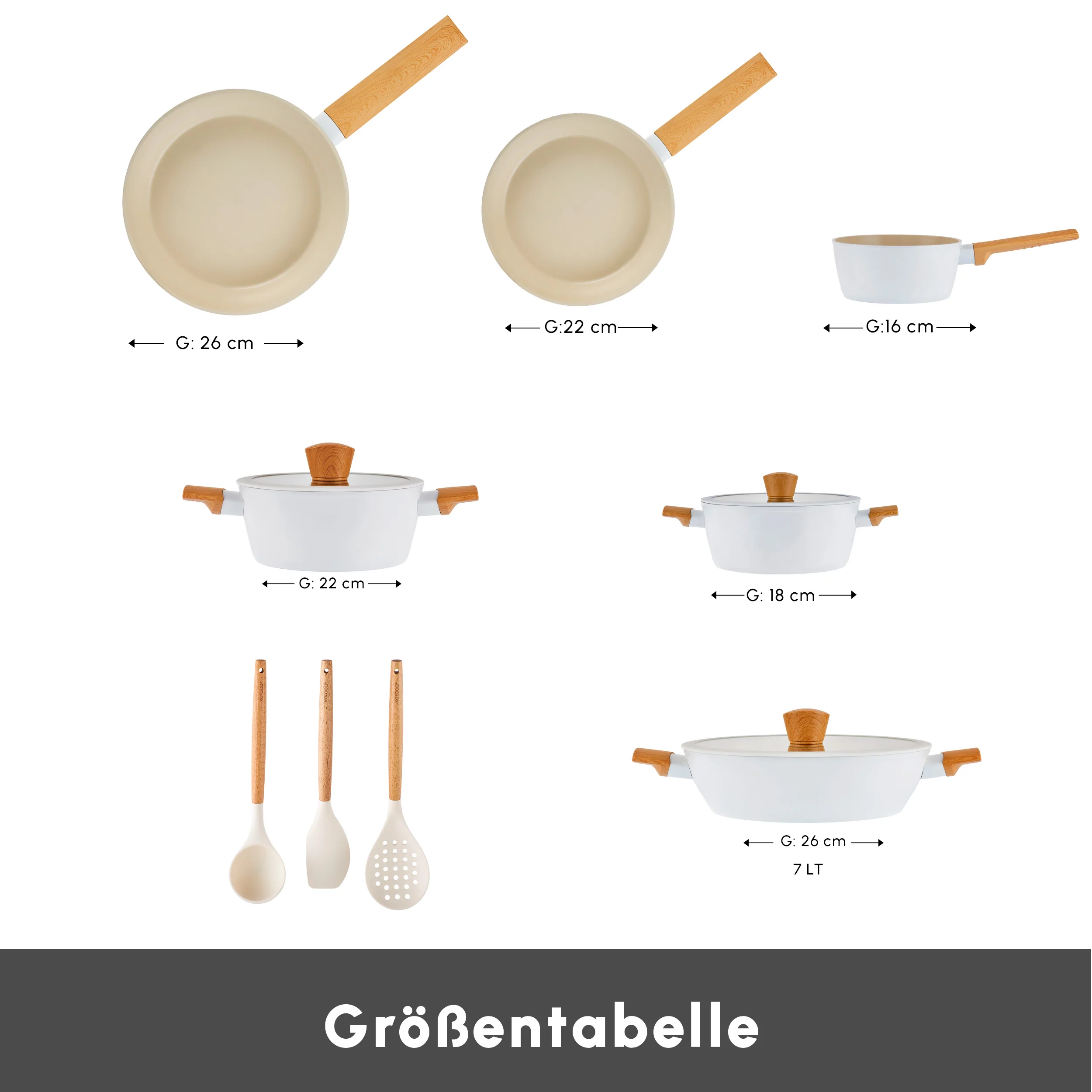 Karaca Swiss Crystal Almond Cream 12-delige kookset