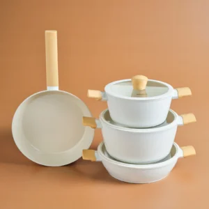 Karaca Swiss Crystal Almond Cream 7-delige Inductiebestendige Pannenset
