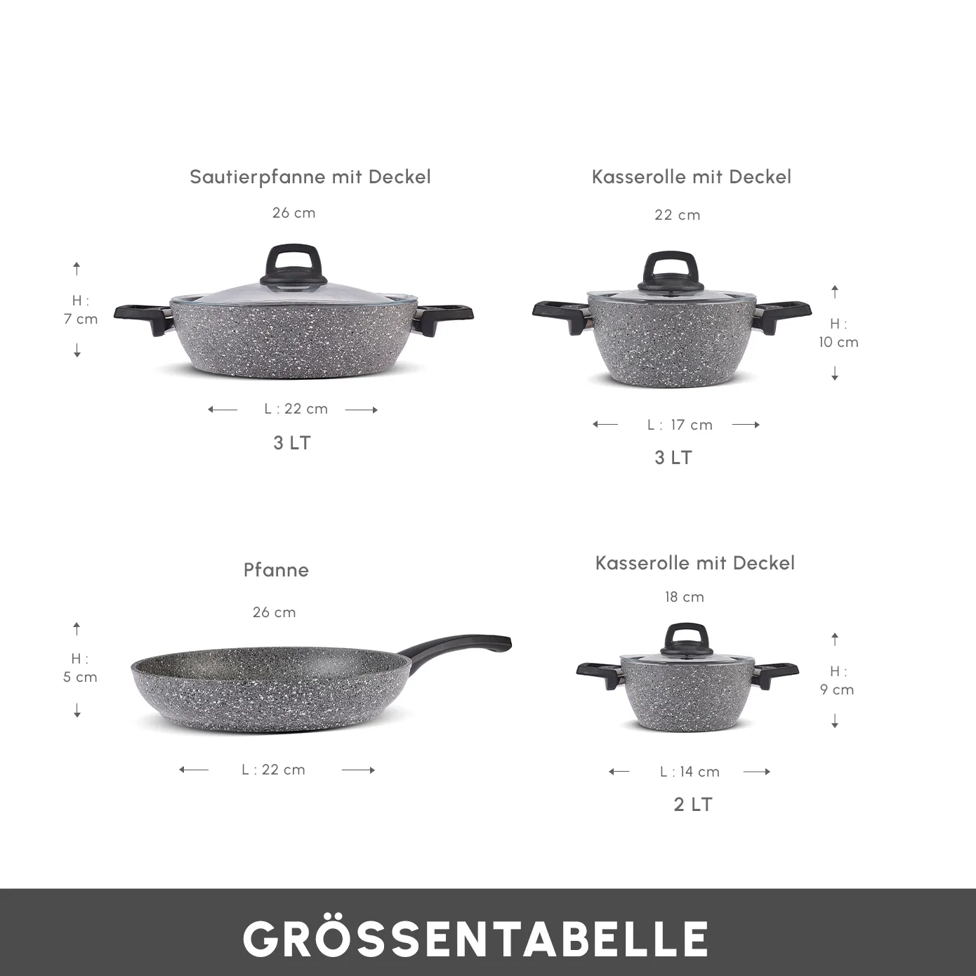 Karaca Gris Biogranit inductiekookpannenset, 7-delig - Afbeelding 7